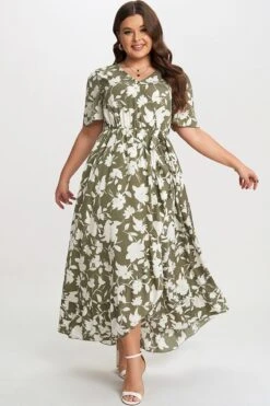 Elegance Floral Ruffle Knot Side Wrap Dress