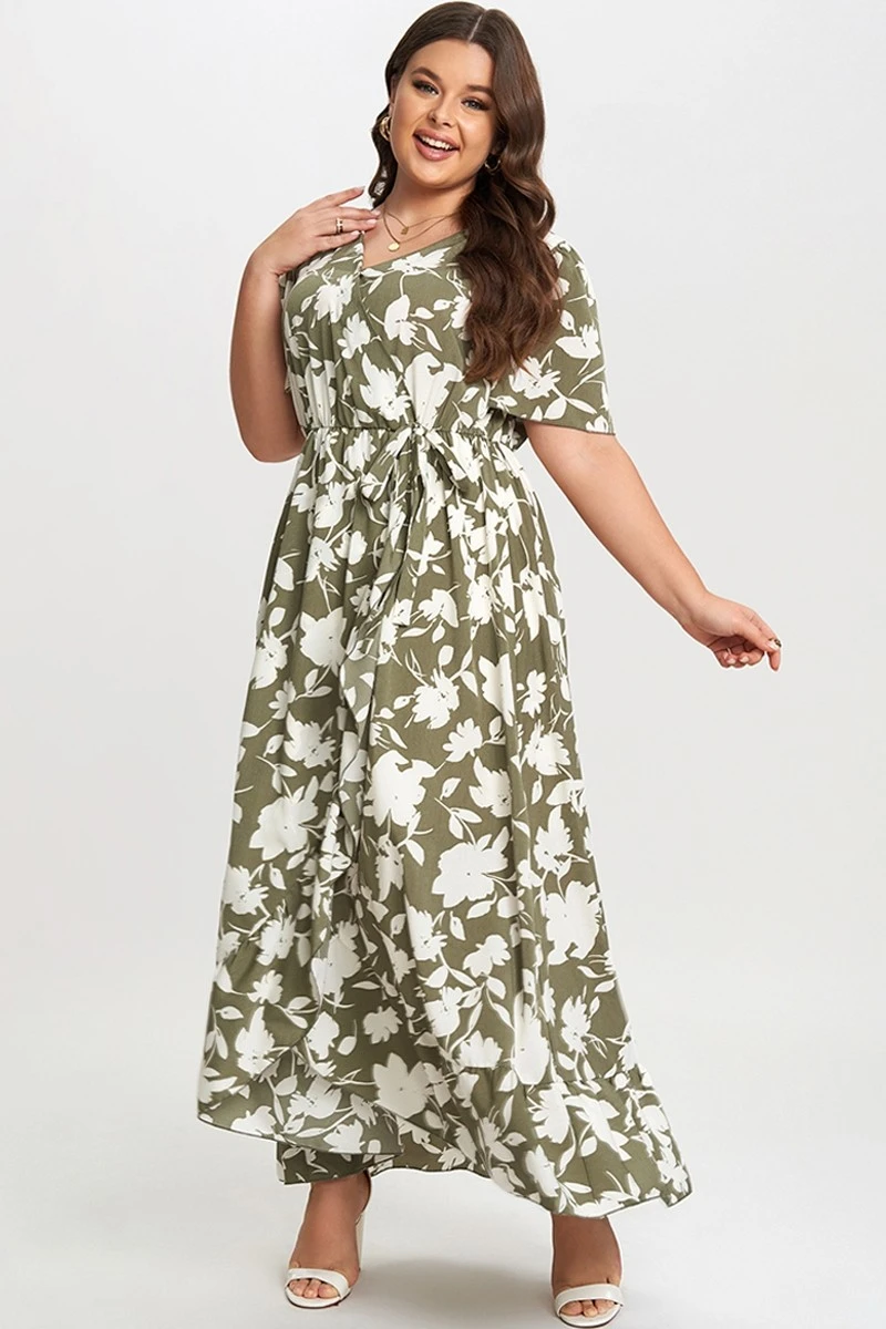 Elegance Floral Ruffle Knot Side Wrap Dress 6 Elegance Floral Ruffle Knot Side Wrap Dress - Image 4