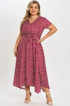 Pretty Print Short-Sleeve Sharkbite Hem Midi Dress 10 Pretty Print Short-Sleeve Sharkbite Hem Midi Dress -Luna Marina Store c sd011001 3