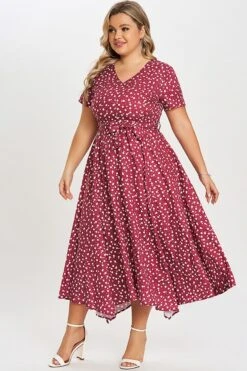 Pretty Print Short-Sleeve Sharkbite Hem Midi Dress 13 Pretty Print Short-Sleeve Sharkbite Hem Midi Dress -Luna Marina Store c sd011001 6