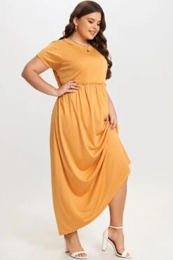 Round Neck Short Sleeve Flowy Maxi Dress -Luna Marina Store c sd015001 6
