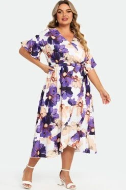 Elegant Multi Color Flower Print V Neck Flared Sleeve Dress 12 Elegant Multi Color Flower Print V Neck Flared Sleeve Dress -Luna Marina Store c sd020001 5 1