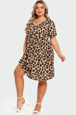 V-Neck Leopard Print Flutter Sleeve Midi Dress 13 V-Neck Leopard Print Flutter Sleeve Midi Dress -Luna Marina Store c sd028002 6