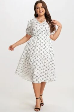 Black&White Short Sleeve Tiered Wrap Midi Dress 10 Black&White Short Sleeve Tiered Wrap Midi Dress -Luna Marina Store c sd029001 3