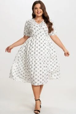 Black&White Short Sleeve Tiered Wrap Midi Dress 12 Black&White Short Sleeve Tiered Wrap Midi Dress -Luna Marina Store c sd029001 5