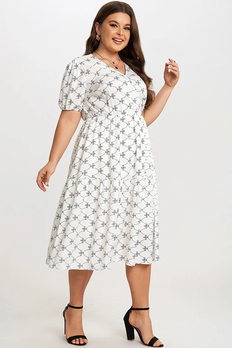 Black&White Short Sleeve Tiered Wrap Midi Dress 6 Black&White Short Sleeve Tiered Wrap Midi Dress - Image 4