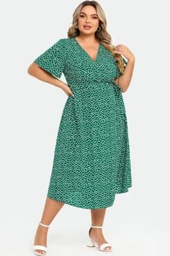 Plus Size Floral Print Knot Side Wrap Maxi Dress