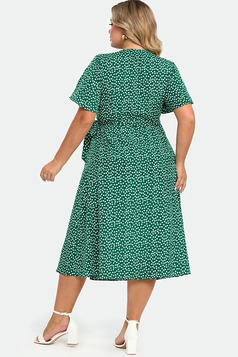 Plus Size Floral Print Knot Side Wrap Maxi Dress 4 Plus Size Floral Print Knot Side Wrap Maxi Dress - Image 2