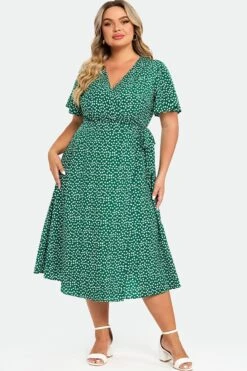 Plus Size Floral Print Knot Side Wrap Maxi Dress 10 Plus Size Floral Print Knot Side Wrap Maxi Dress -Luna Marina Store c sd030002 3