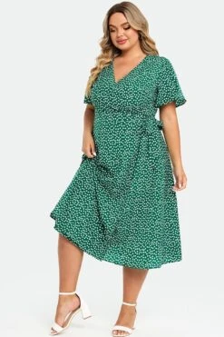 Plus Size Floral Print Knot Side Wrap Maxi Dress 11 Plus Size Floral Print Knot Side Wrap Maxi Dress -Luna Marina Store c sd030002 4