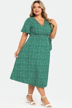 Plus Size Floral Print Knot Side Wrap Maxi Dress 12 Plus Size Floral Print Knot Side Wrap Maxi Dress -Luna Marina Store c sd030002 6
