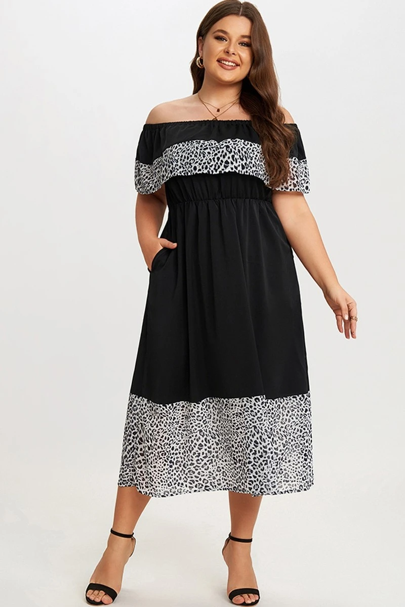 Black Leopard Off The Shoulder Maxi Dress 3 Black Leopard Off The Shoulder Maxi Dress