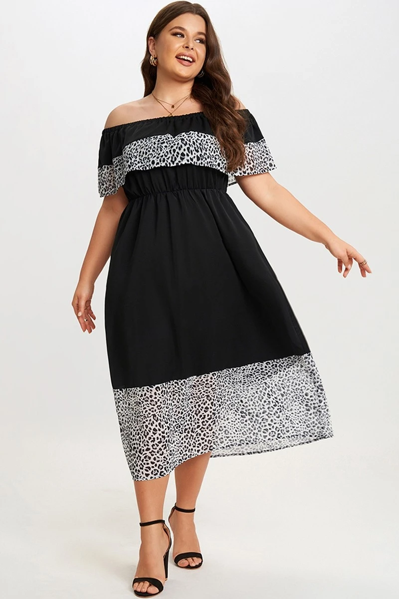 Black Leopard Off The Shoulder Maxi Dress 5 Black Leopard Off The Shoulder Maxi Dress - Image 3