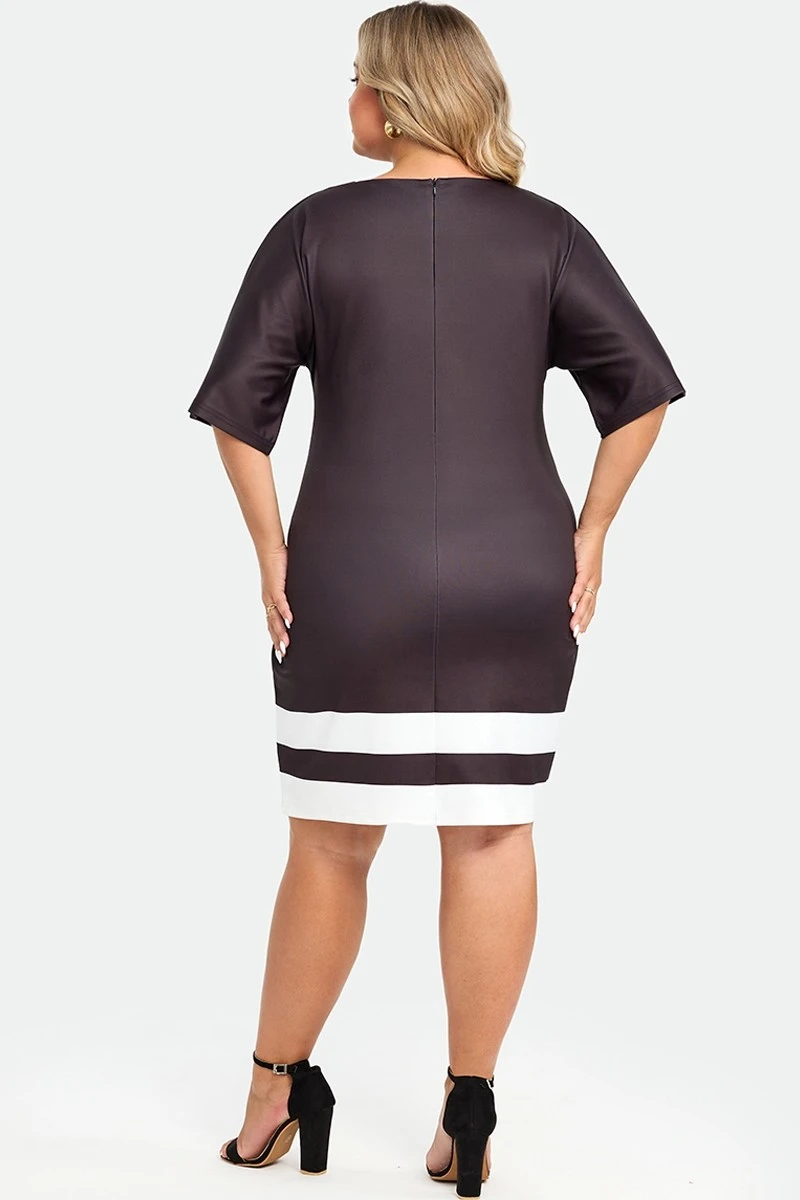 Black&White Short Sleeve Round Neck Midi Dress 4 Black&White Short Sleeve Round Neck Midi Dress - Image 2