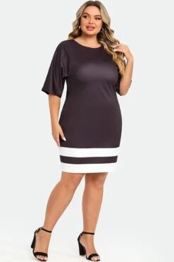 Black&White Short Sleeve Round Neck Midi Dress 11 Black&White Short Sleeve Round Neck Midi Dress -Luna Marina Store c sd033001 5