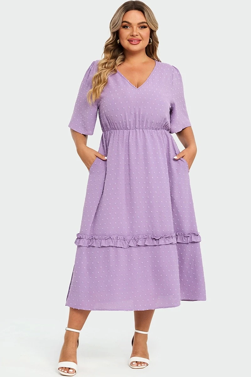 White Polka Dot V Neck Pocket Ruffle Maxi Dress 3 White Polka Dot V Neck Pocket Ruffle Maxi Dress