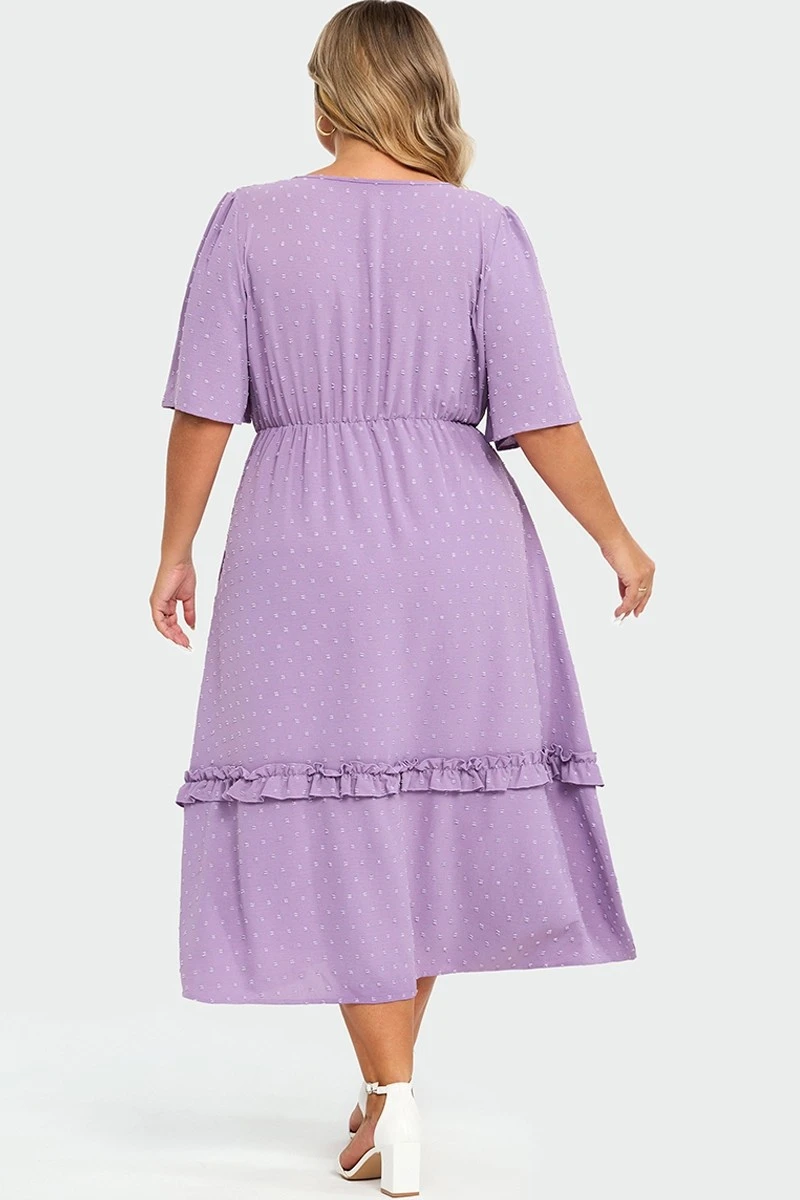 White Polka Dot V Neck Pocket Ruffle Maxi Dress 4 White Polka Dot V Neck Pocket Ruffle Maxi Dress - Image 2