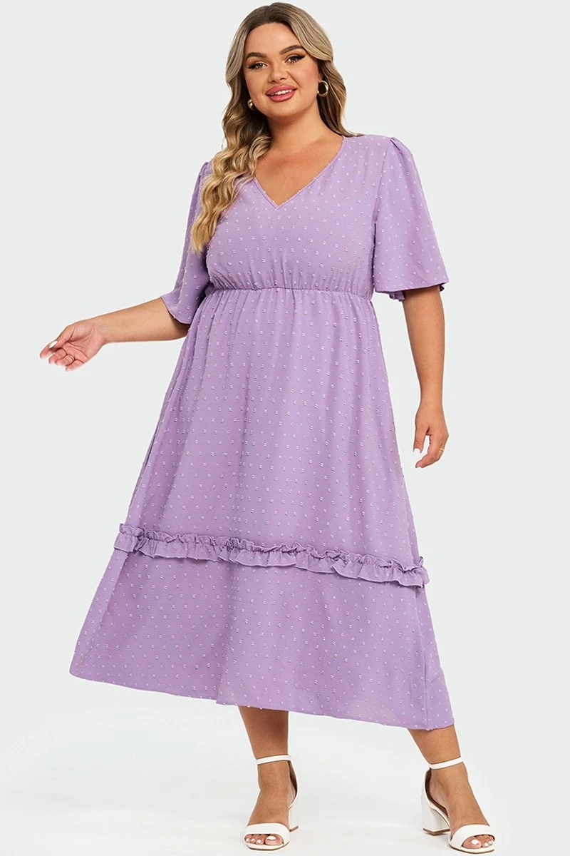 White Polka Dot V Neck Pocket Ruffle Maxi Dress 5 White Polka Dot V Neck Pocket Ruffle Maxi Dress - Image 3