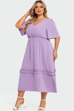 White Polka Dot V Neck Pocket Ruffle Maxi Dress 11 White Polka Dot V Neck Pocket Ruffle Maxi Dress -Luna Marina Store c sd038001 4