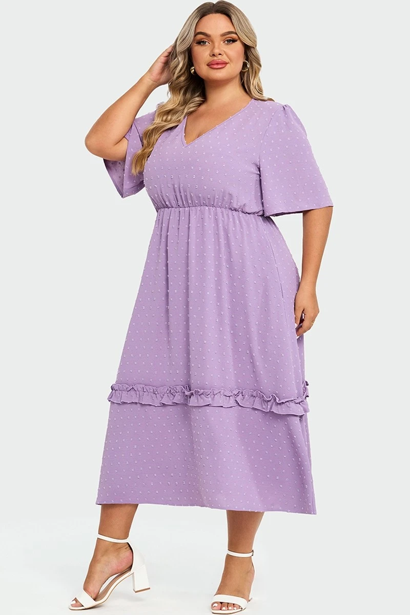 White Polka Dot V Neck Pocket Ruffle Maxi Dress 6 White Polka Dot V Neck Pocket Ruffle Maxi Dress - Image 4