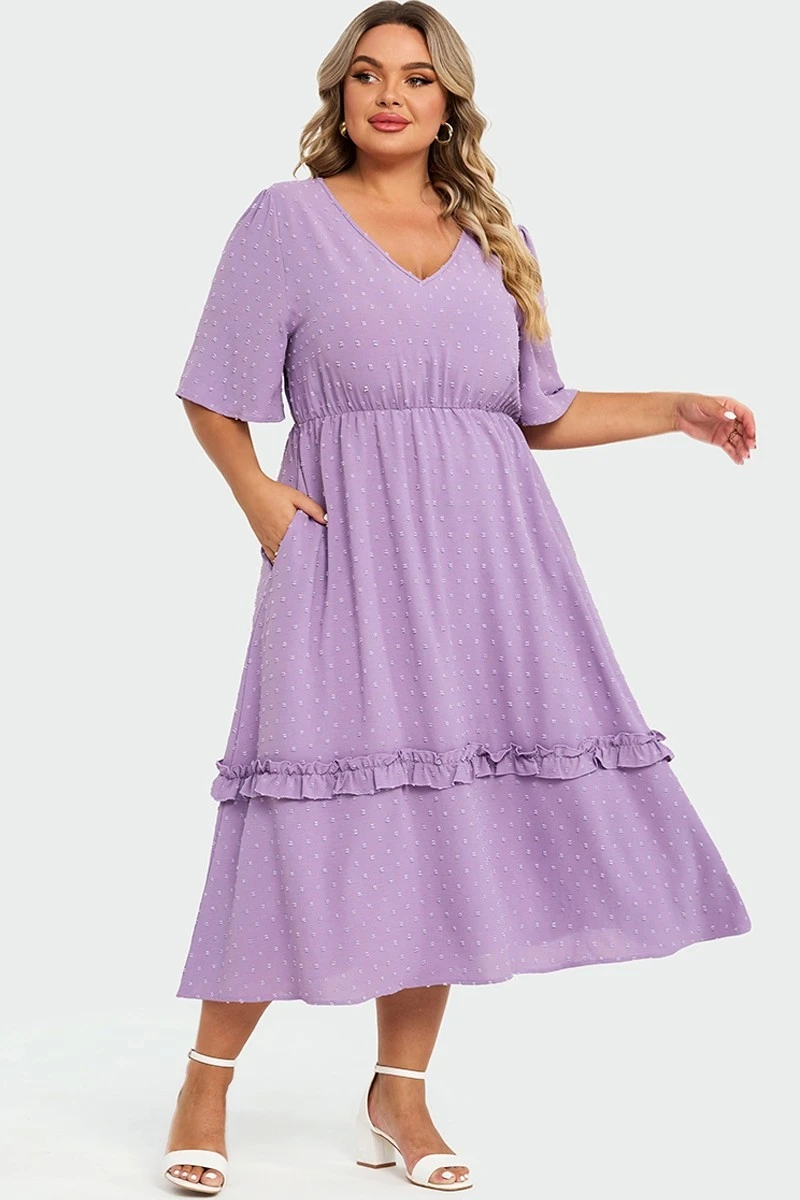 White Polka Dot V Neck Pocket Ruffle Maxi Dress 7 White Polka Dot V Neck Pocket Ruffle Maxi Dress - Image 5