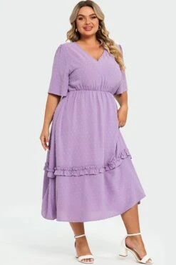 White Polka Dot V Neck Pocket Ruffle Maxi Dress 13 White Polka Dot V Neck Pocket Ruffle Maxi Dress -Luna Marina Store c sd038001 6