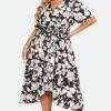 Black & White Floral Print V-Neck Maxi Dress 1 Black & White Floral Print V-Neck Maxi Dress -Luna Marina Store c sd039001 1