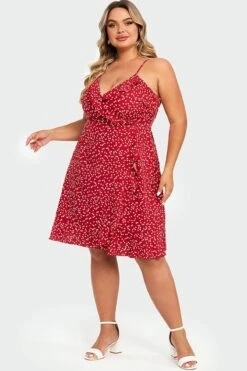 Allover Heart Print Wrap Cami Ruffles Midi Dress 12 Allover Heart Print Wrap Cami Ruffles Midi Dress -Luna Marina Store c sd041001 5