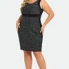Plus Black Wrap Contoured Panel Midi Dress 2 Plus Black Wrap Contoured Panel Midi Dress -Luna Marina Store c sd044001 1