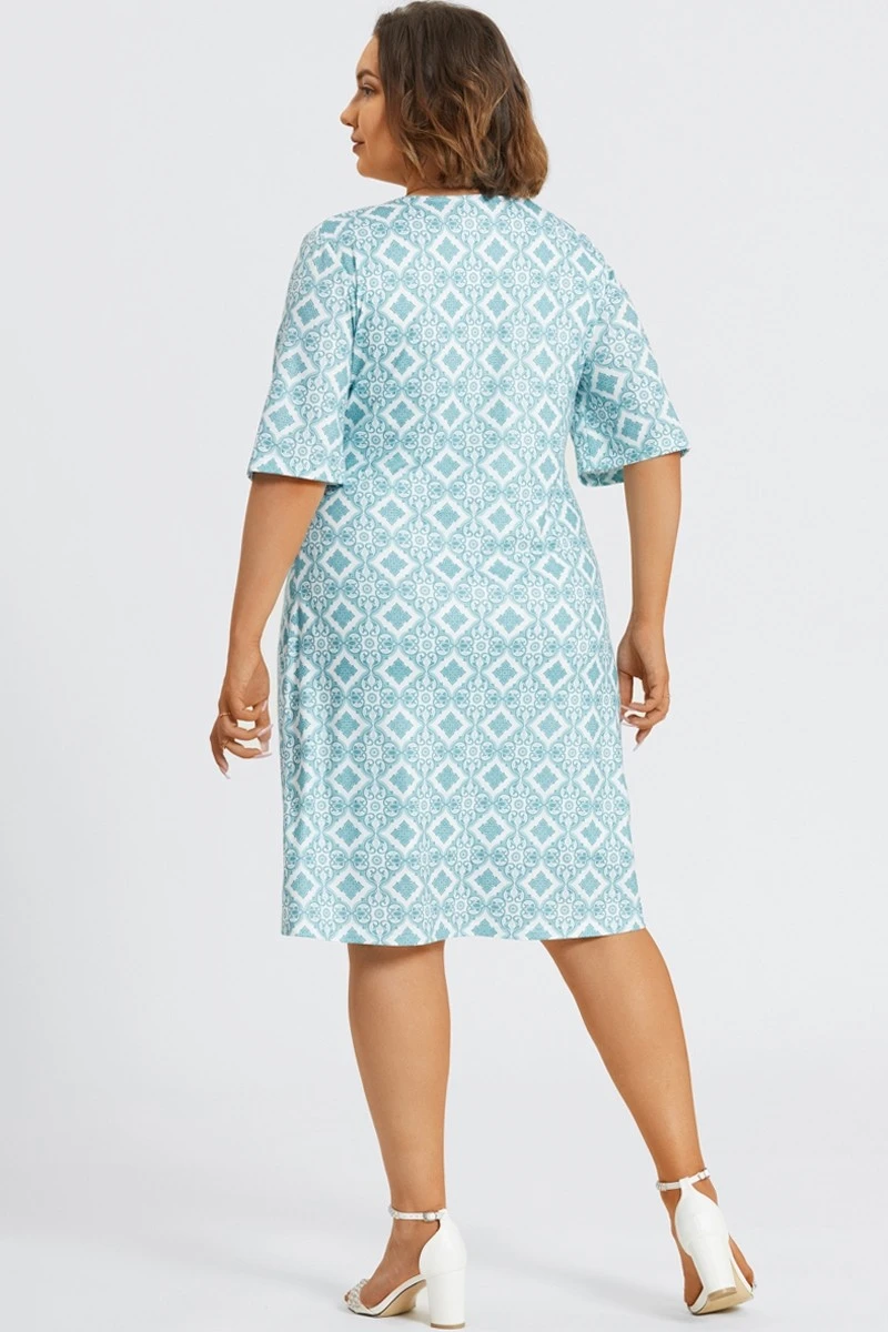 Floral Print Blue Polo Half Sleeves Midi Dress 4 Floral Print Blue Polo Half Sleeves Midi Dress - Image 2