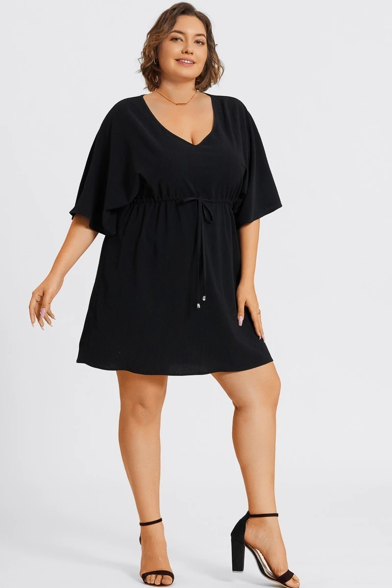 V-Neck Solid Color Elastic Eaist Ruffle Long Tunic 7 V-Neck Solid Color Elastic Eaist Ruffle Long Tunic - Image 5