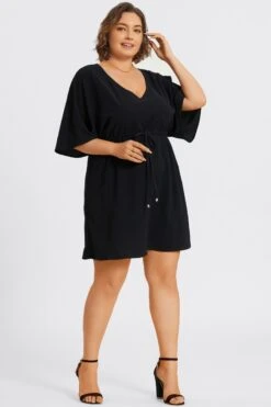 V-Neck Solid Color Elastic Eaist Ruffle Long Tunic 11 V-Neck Solid Color Elastic Eaist Ruffle Long Tunic -Luna Marina Store c sd047001 5