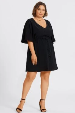 V-Neck Solid Color Elastic Eaist Ruffle Long Tunic 13 V-Neck Solid Color Elastic Eaist Ruffle Long Tunic -Luna Marina Store c sd047001 6