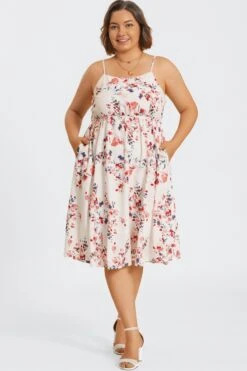 Floral Print Square Neck Chiffon Pleated Midi Dress 10 Floral Print Square Neck Chiffon Pleated Midi Dress -Luna Marina Store c sd049002 3