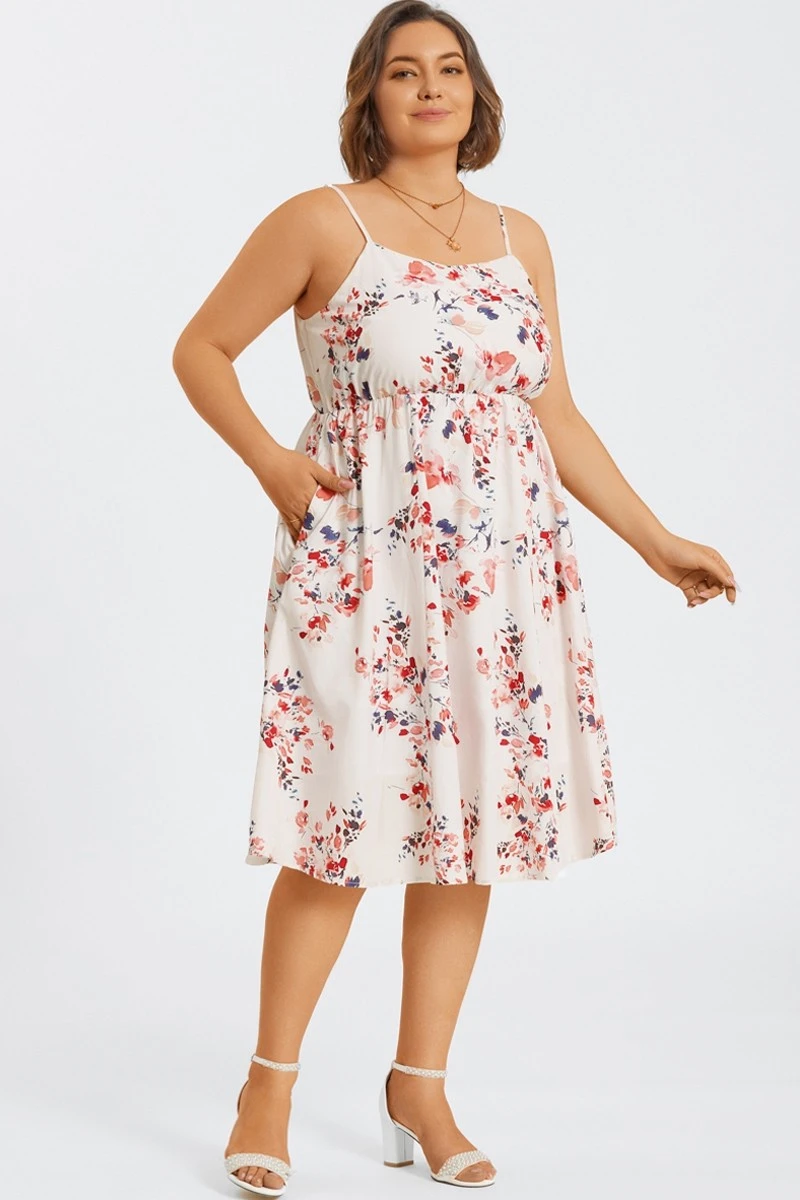 Floral Print Square Neck Chiffon Pleated Midi Dress 7 Floral Print Square Neck Chiffon Pleated Midi Dress - Image 5