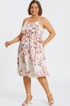 Floral Print Square Neck Chiffon Pleated Midi Dress 13 Floral Print Square Neck Chiffon Pleated Midi Dress -Luna Marina Store c sd049002 6