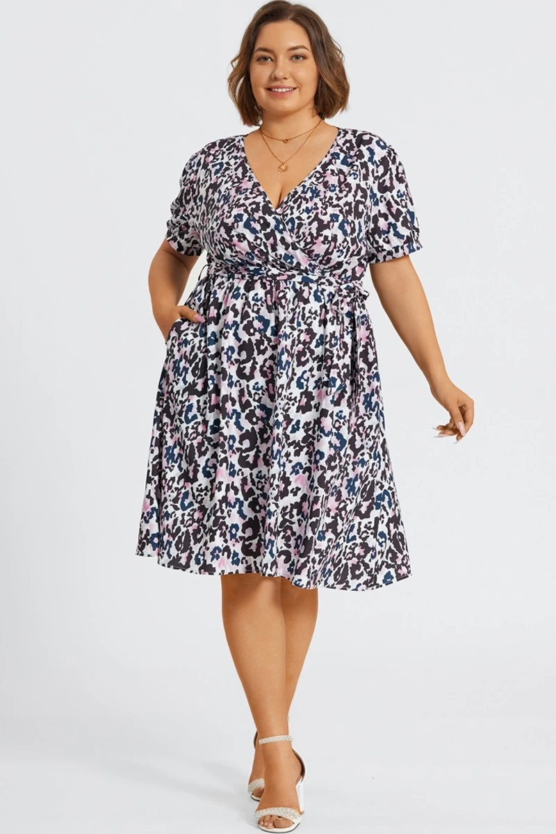 Plus Size Floral Print V-Neck Midi Dress 3 Plus Size Floral Print V-Neck Midi Dress