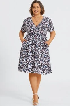 Plus Size Floral Print V-Neck Midi Dress 10 Plus Size Floral Print V-Neck Midi Dress -Luna Marina Store c sd053001 3