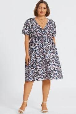 Plus Size Floral Print V-Neck Midi Dress 11 Plus Size Floral Print V-Neck Midi Dress -Luna Marina Store c sd053001 4