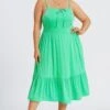 Plus Size Green Tiered Tie Front Maxi Dress 2 Plus Size Green Tiered Tie Front Maxi Dress -Luna Marina Store c sd054001 1