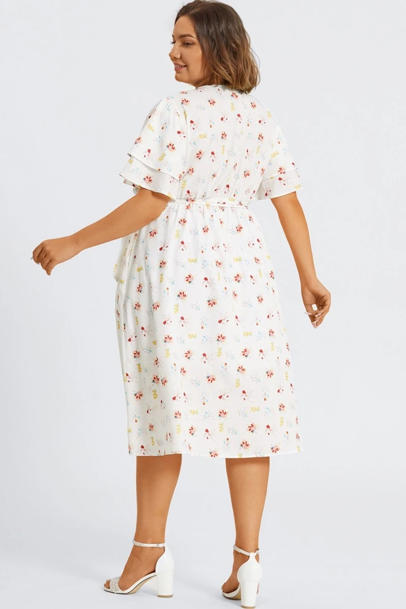 Floral Printed Ruffle Sleeve Pocket Belted Maxi Dress 4 Floral Printed Ruffle Sleeve Pocket Belted Maxi Dress - Image 2