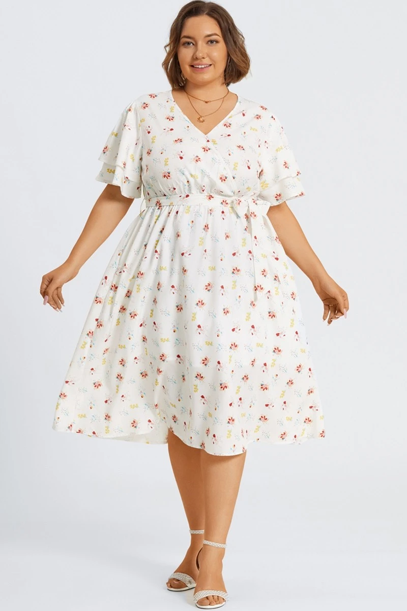 Floral Printed Ruffle Sleeve Pocket Belted Maxi Dress 7 Floral Printed Ruffle Sleeve Pocket Belted Maxi Dress - Image 5