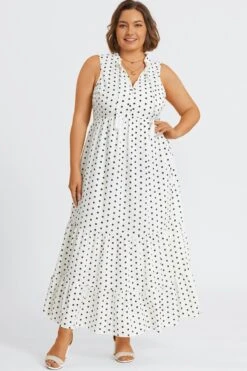 Polka Dots Textured Woven Tiered Maxi Dress 12 Polka Dots Textured Woven Tiered Maxi Dress -Luna Marina Store c sd060001 4