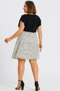 Leopard Print Ruffle Short Sleeves Midi Dress -Luna Marina Store c sd065001 2