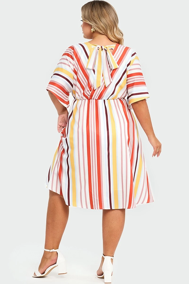 V-Neck Color Striped Dolman Sleeve Maxi Dress 4 V-Neck Color Striped Dolman Sleeve Maxi Dress - Image 2