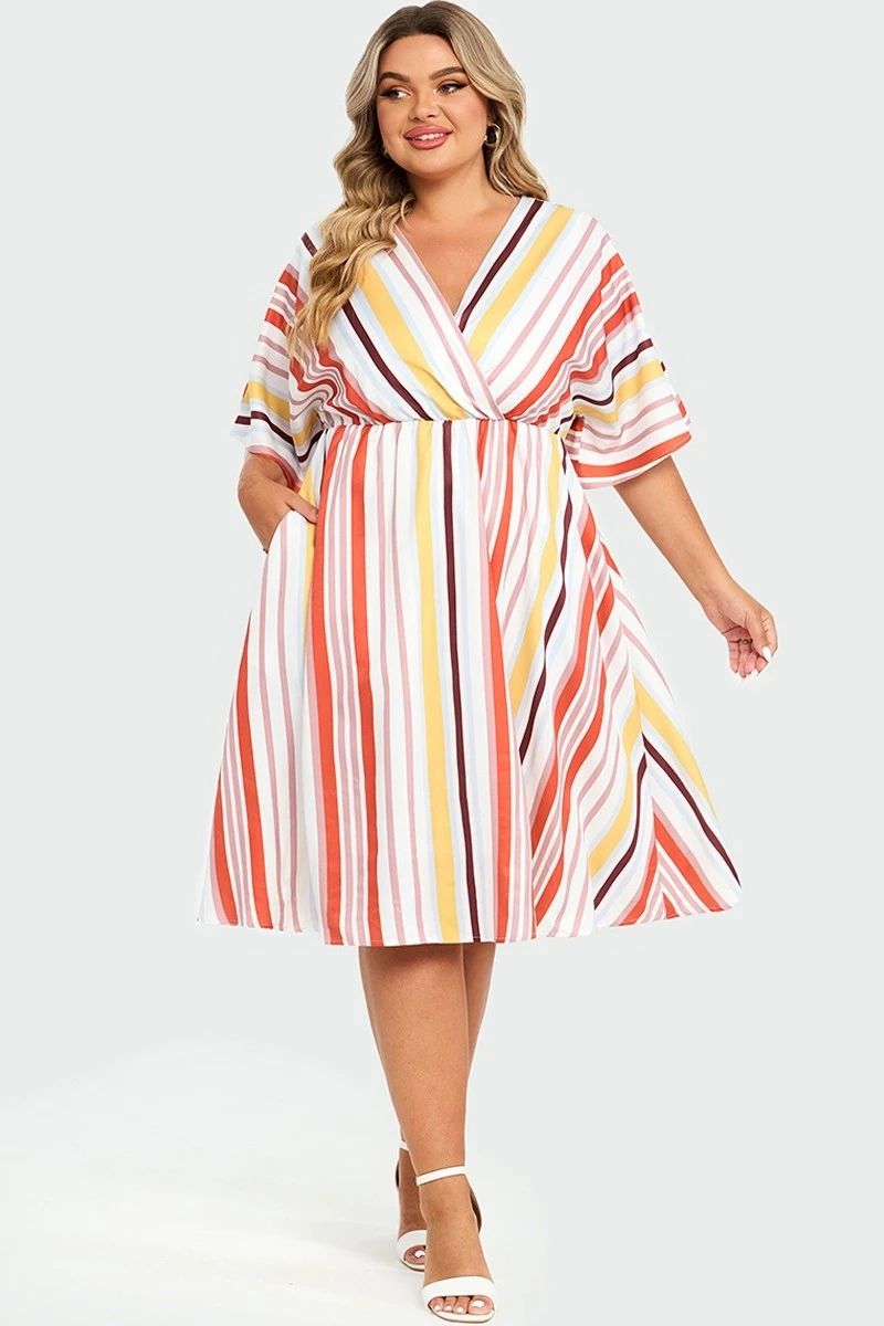 V-Neck Color Striped Dolman Sleeve Maxi Dress 7 V-Neck Color Striped Dolman Sleeve Maxi Dress - Image 5