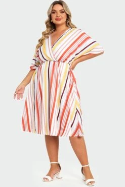 V-Neck Color Striped Dolman Sleeve Maxi Dress 13 V-Neck Color Striped Dolman Sleeve Maxi Dress -Luna Marina Store c sd430001 6
