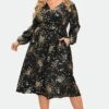 V-Neck Floral Pocket Long Sleeve Belted Dress -Luna Marina Store c sdbc008003 1