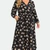 Floral Print Pocket Lantern Sleeve Wrap Maxi Dress 1 Floral Print Pocket Lantern Sleeve Wrap Maxi Dress -Luna Marina Store c sdbc008004 1