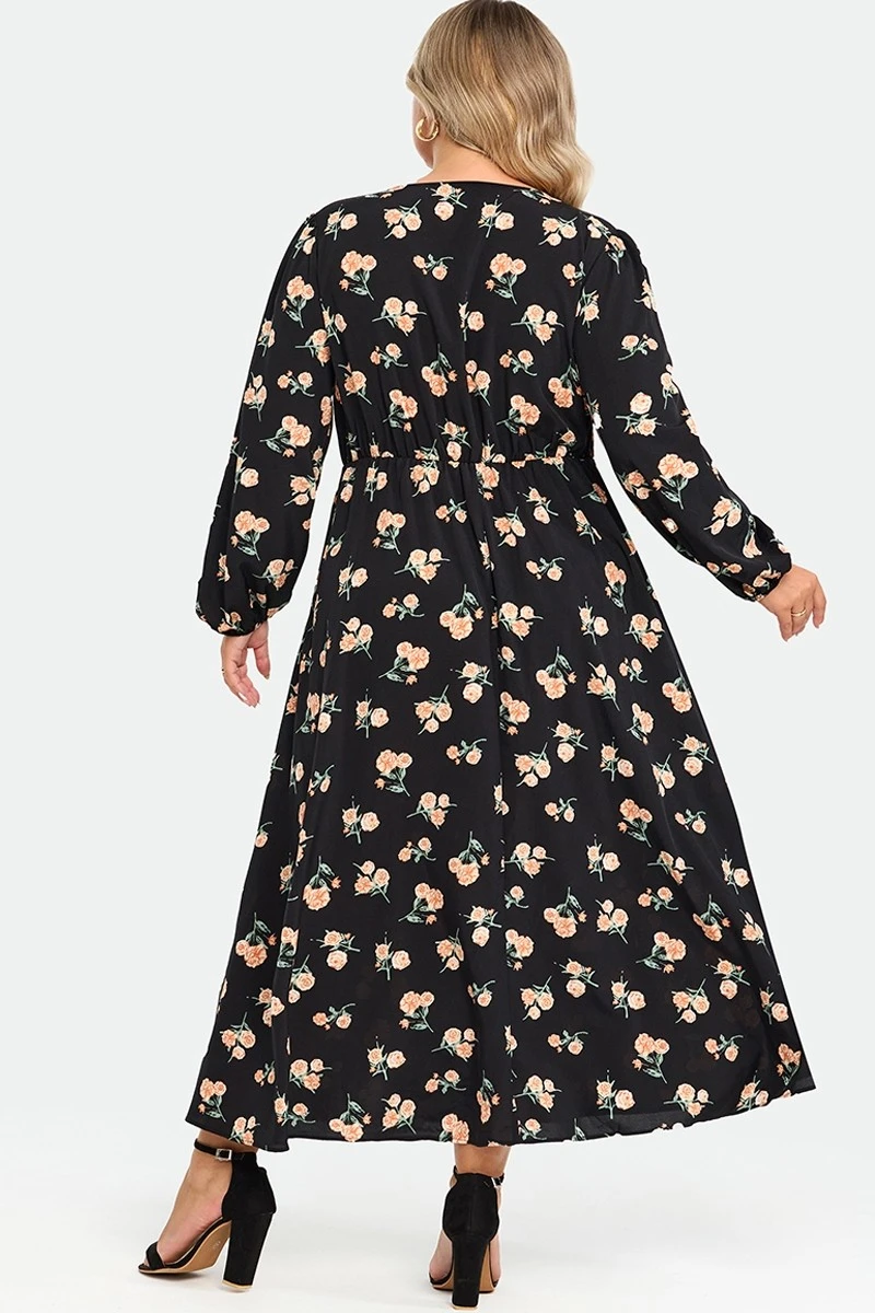 Floral Print Pocket Lantern Sleeve Wrap Maxi Dress 4 Floral Print Pocket Lantern Sleeve Wrap Maxi Dress - Image 2